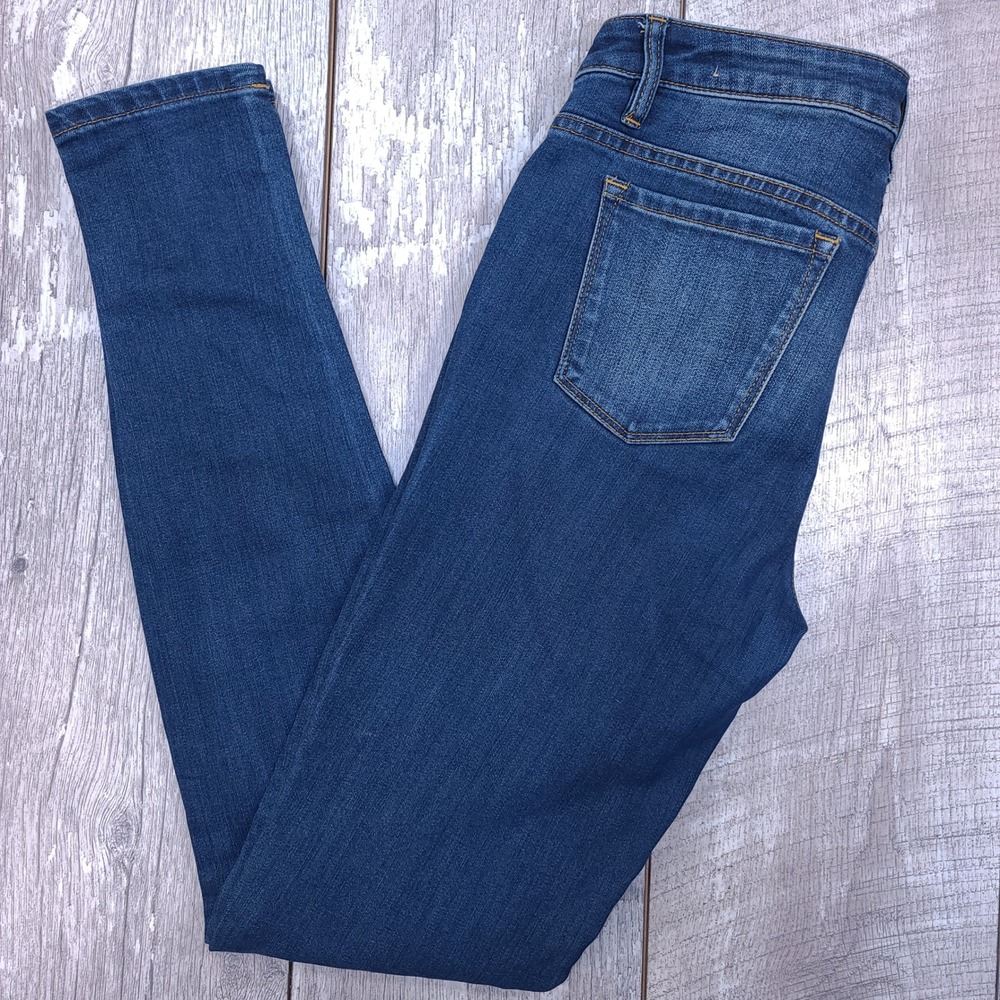 Prana Skinny Jeans Womens 4/27 Blue Dark Wash Tall Inseam Organic Cotton Blend